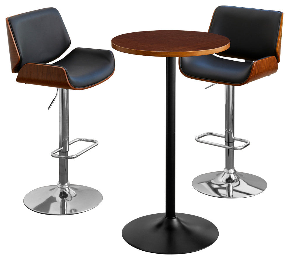 Set of 3 Pub Table Set, 1 Tabel and 2 Stools, Coffee
