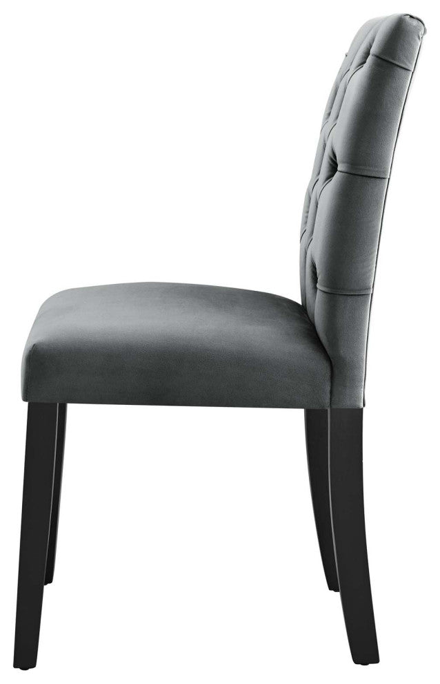 Side Dining Chair, Set of 2, Gray, Velvet, Modern, Cafe Bistro Hospitality