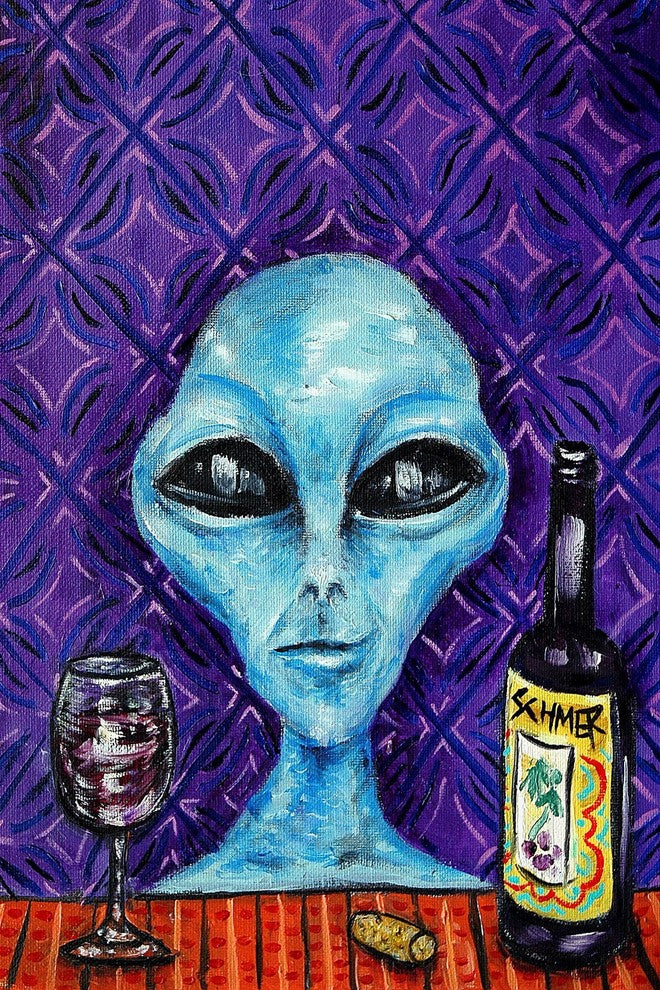 "Alien Wine" Painting Print on Wrapped Canvas, 30"x45"