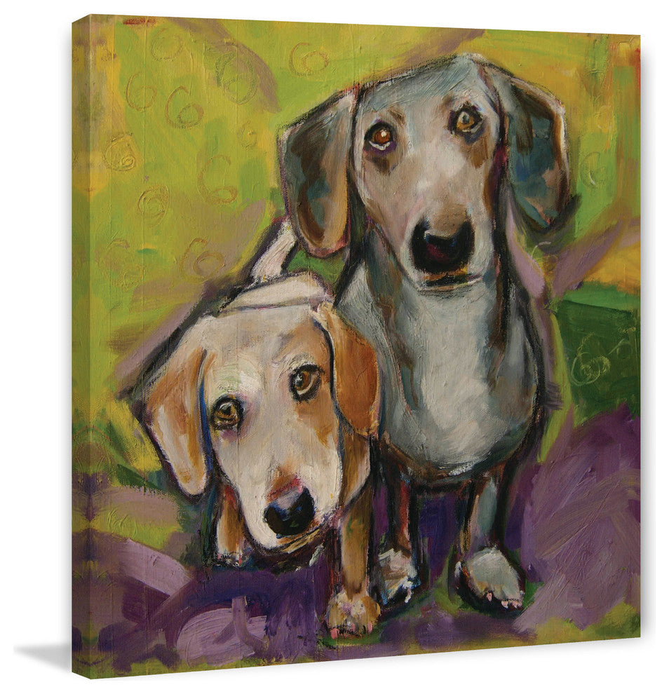 "Two Dachshunds" Painting Print on Canvas by Tori Campisi