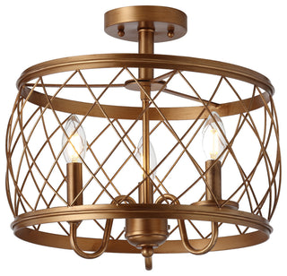 Eleanor 15" Metal LED Flush Mount Ceiling Light, Antiqued Gold