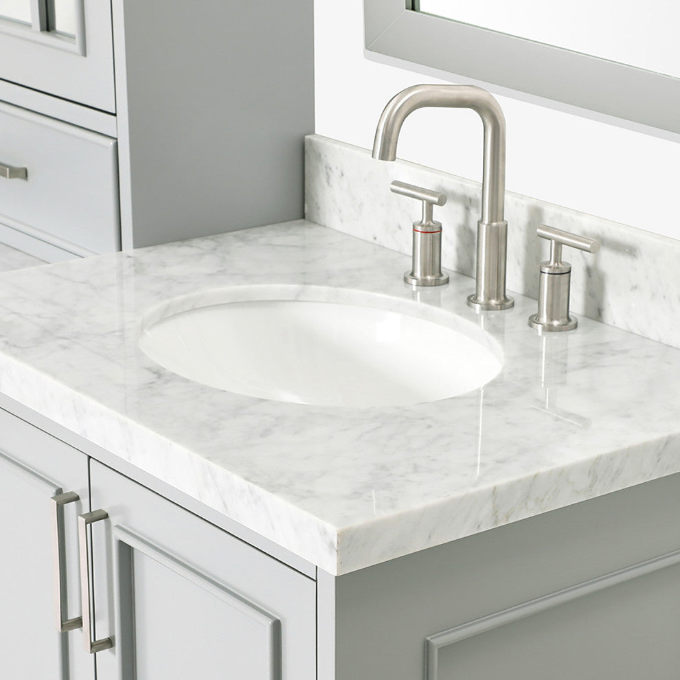Ariel Stafford 85" Rectangle Sinks Bath Vanity Carrara Marble Espresso