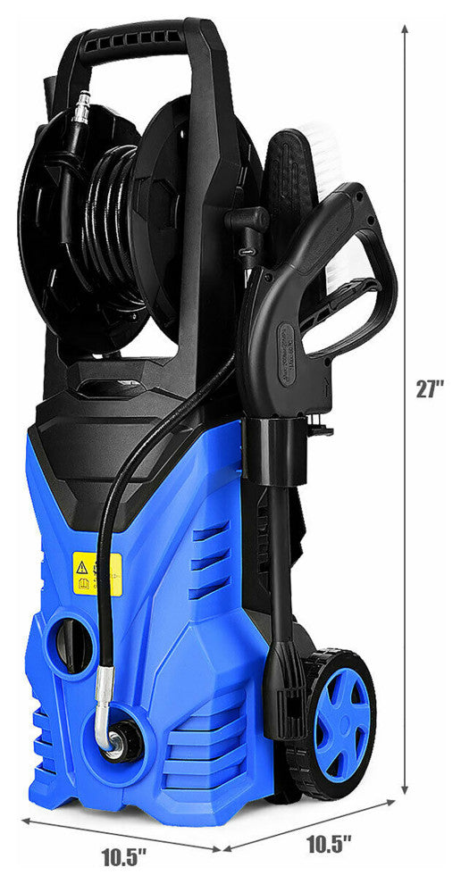 Costway 2030PSI Electric Pressure Washer Cleaner 1.7 GPM 1800W w Hose Reel Blue