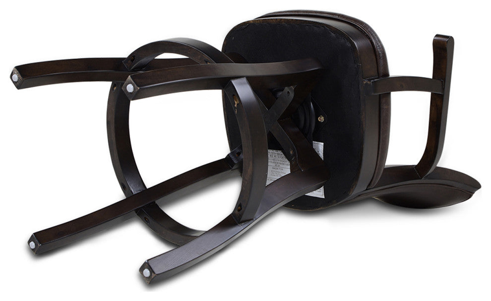 Williams Swivel Bar and Counter Stool With Armrests, Vintage Black Brown Faux Leather, Counter Height