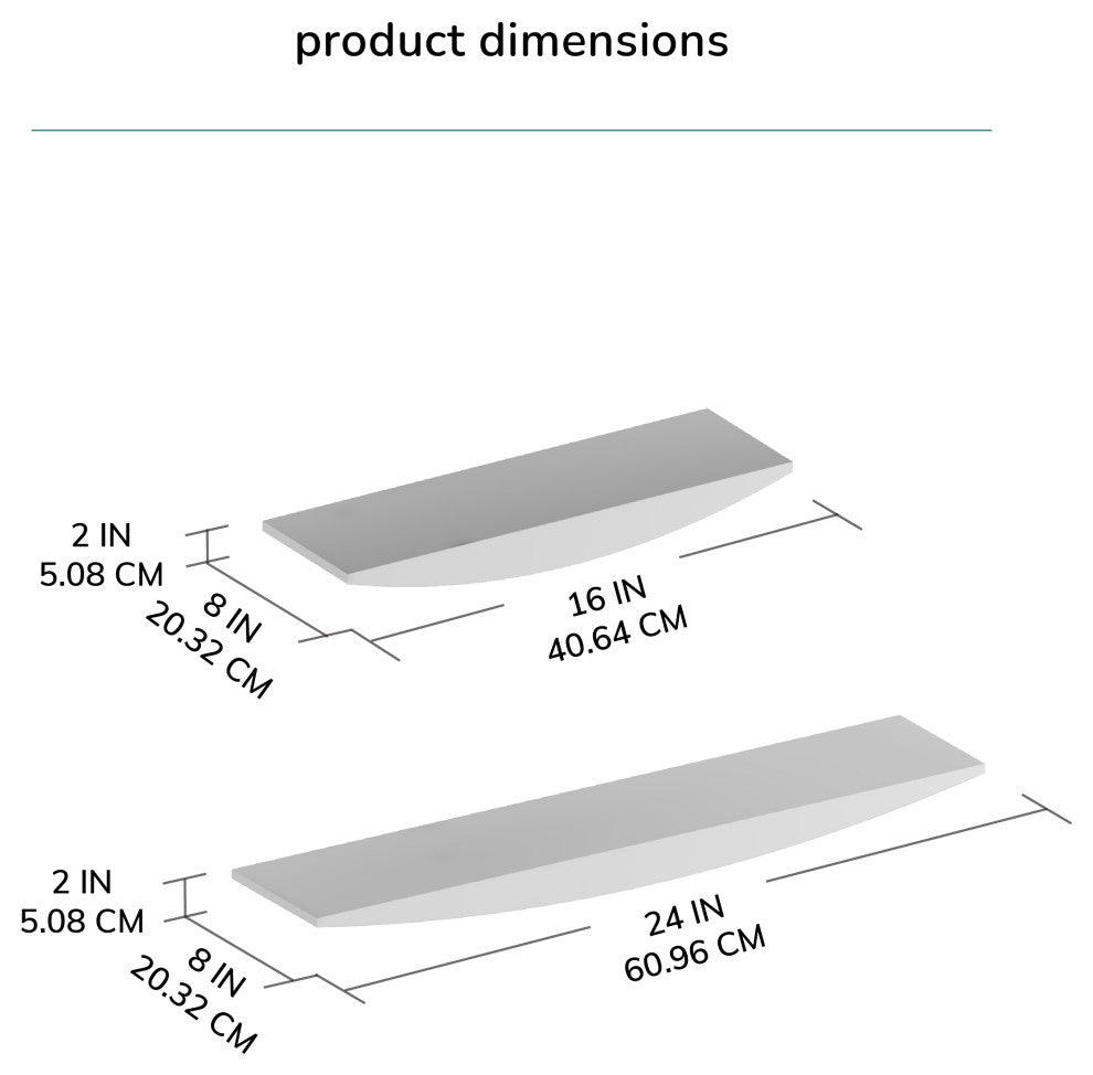 Hutch Set of 2 Wall Mounted Shelves, Natural