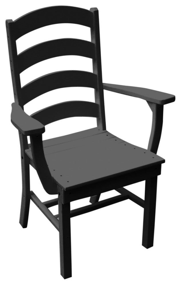Poly Lumber Ladderback Dining Chair with Arms, Black