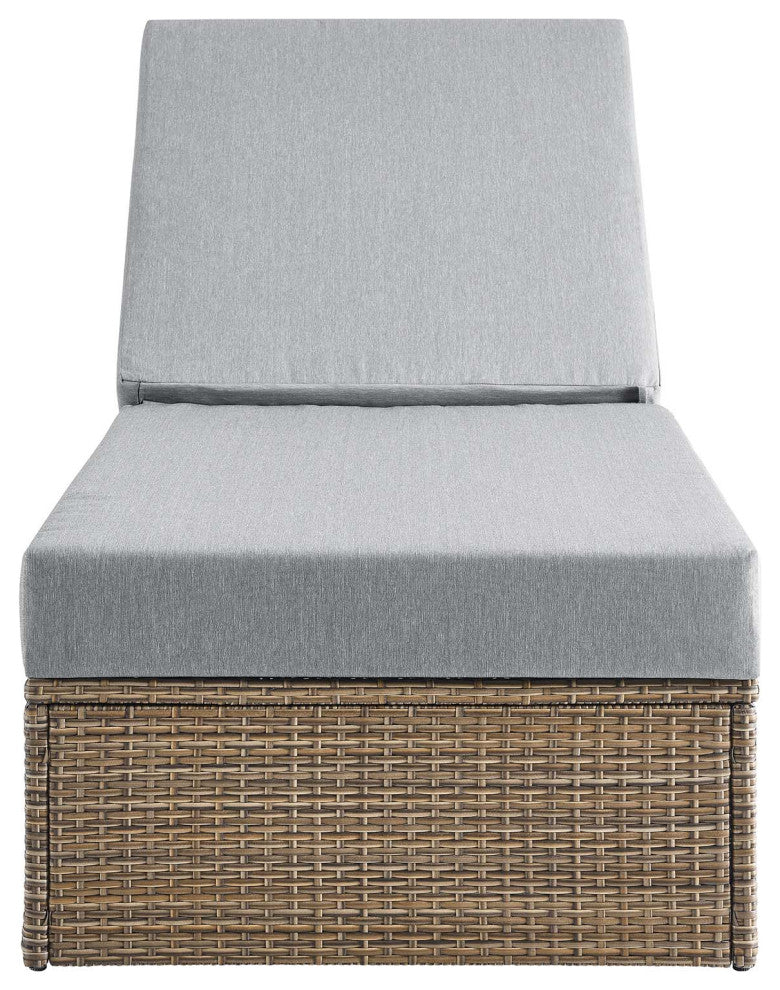 Convene Outdoor Patio Outdoor Patio Chaise Lounge Chair, Cappuccino Gray