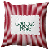 Joyeux Noel Ticking Accent Pillow, Haute Red, 18"x18"