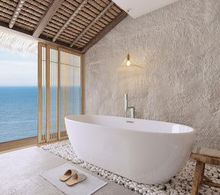 Aaron 77" Soaking Bathtub, Glossy White With Brushed Nickel Trim