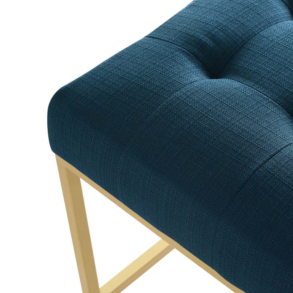 Bar Stool Chair Barstool, Fabric, Metal, Gold Navy Blue, Modern, Bar Pub Bistro