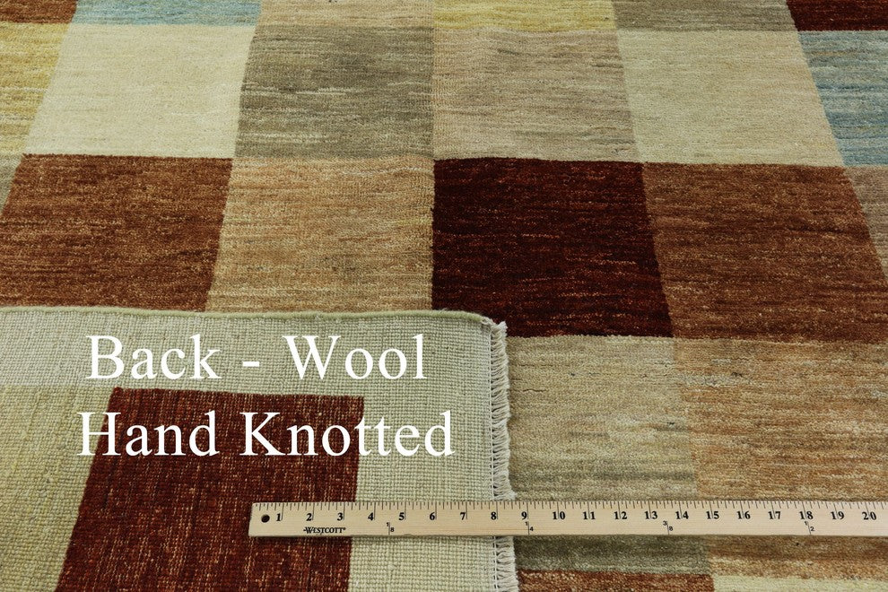 New Mutlicolor Checked 5'x5' Square Gabbeh Hand Knotted Wool Area Rug H8586