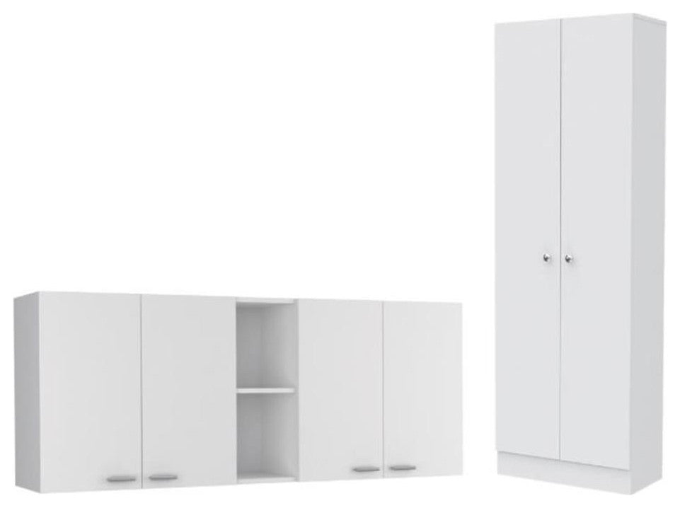 Home Square 2-Piece Set with Portofino Wall Cabinet and Storage Pantry Cabinet