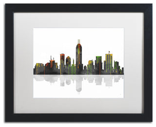 'Indianapolis, Indiana Skyline' Matted Framed Canvas Art by Marlene Watson