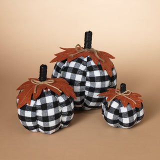 Set of 3 Black and White Plaid Pumpkins