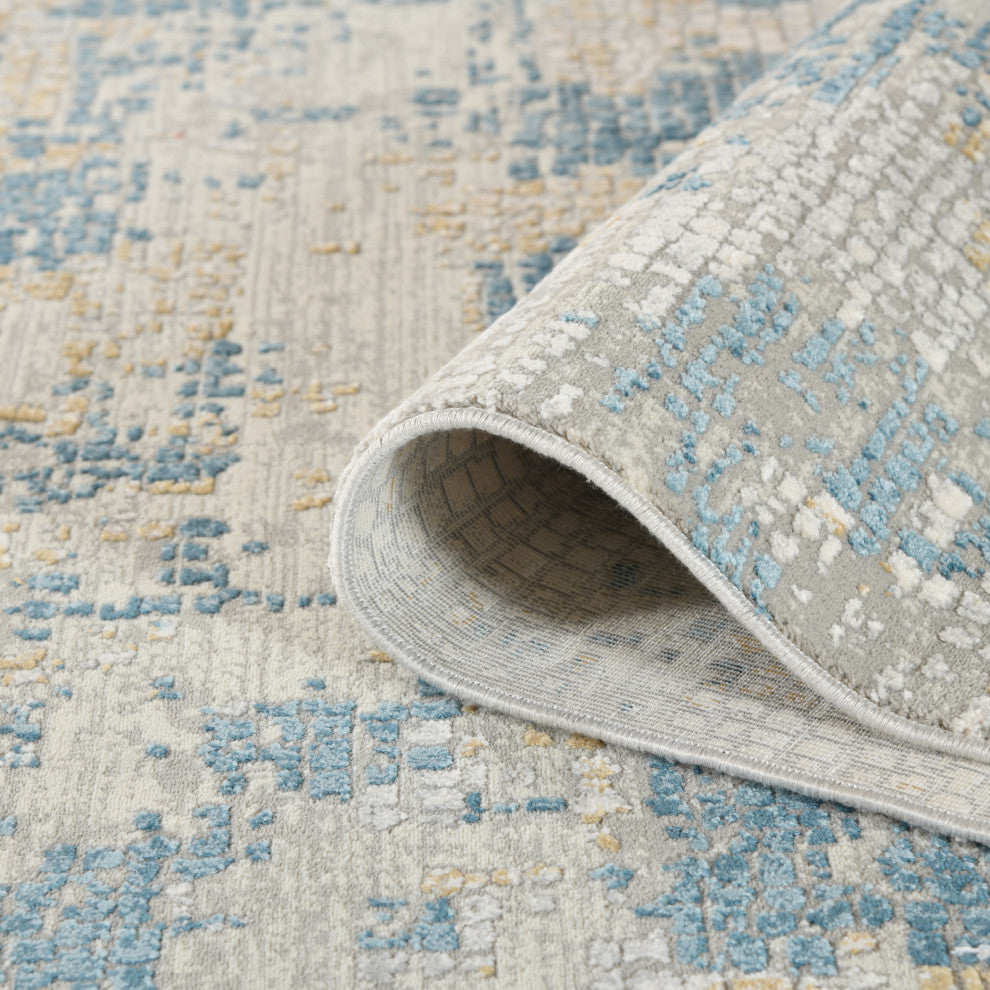 Haleena Stovall Light Blue Polyester Blend Area Rug, 10'3"x14'