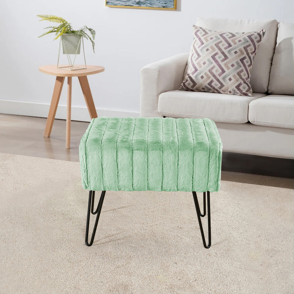Serenta Super Mink Ottoman, Sea Foam, 19''x13''x17''