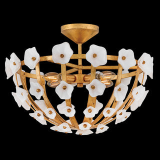 Fredrick Ramond Azalea Medium Semi-Flush Mount, Distressed Brass