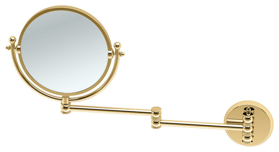 Swing Arm Wall Mirror, Polished Brass