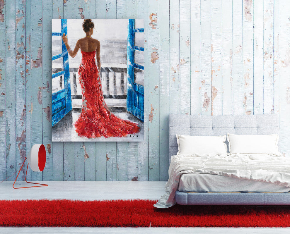 "Looking into the Night" Hand Painted Canvas Art, 36"x48"