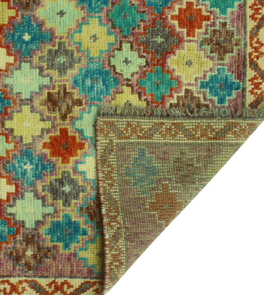 Balochi Khesraw Ivory/Purple Rug, 4'0 x 5'8