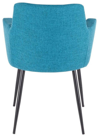Andrew Contemporary Dining/Accent Chair in Black with Teal Fabric - Set of 2