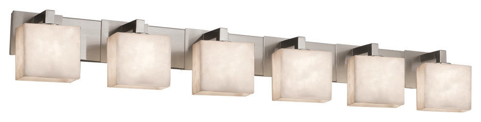 Clouds Modular 6-Light Bath Bar, Rectangle, Brushed Nickel, Clouds Shade