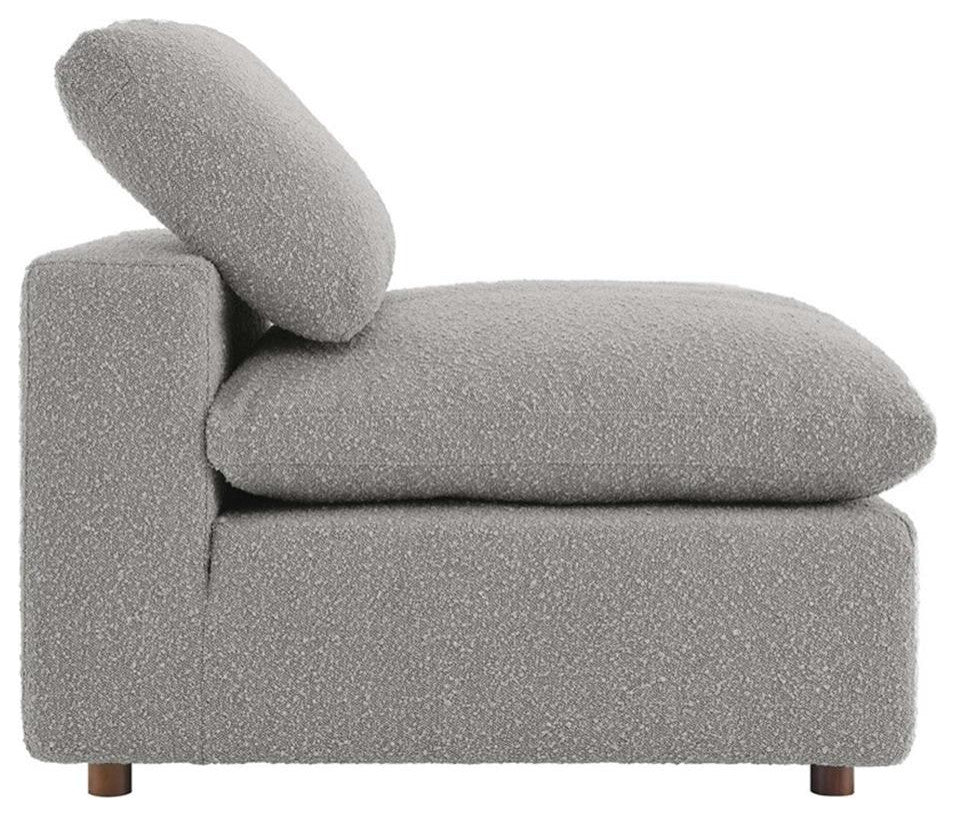 Modway Commix Upholstered Boucle Fabric Armless Chair in Light Gray