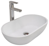 ADM Oval Countertop Vessel Sink, White, 22", Glossy White