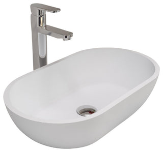 ADM Oval Countertop Vessel Sink, White, 22", Glossy White
