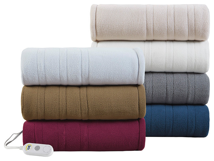 Serta Fleece to Sherpa Heated 50x60" Fleece Sherpa Electric Throw Blanket, Ivory