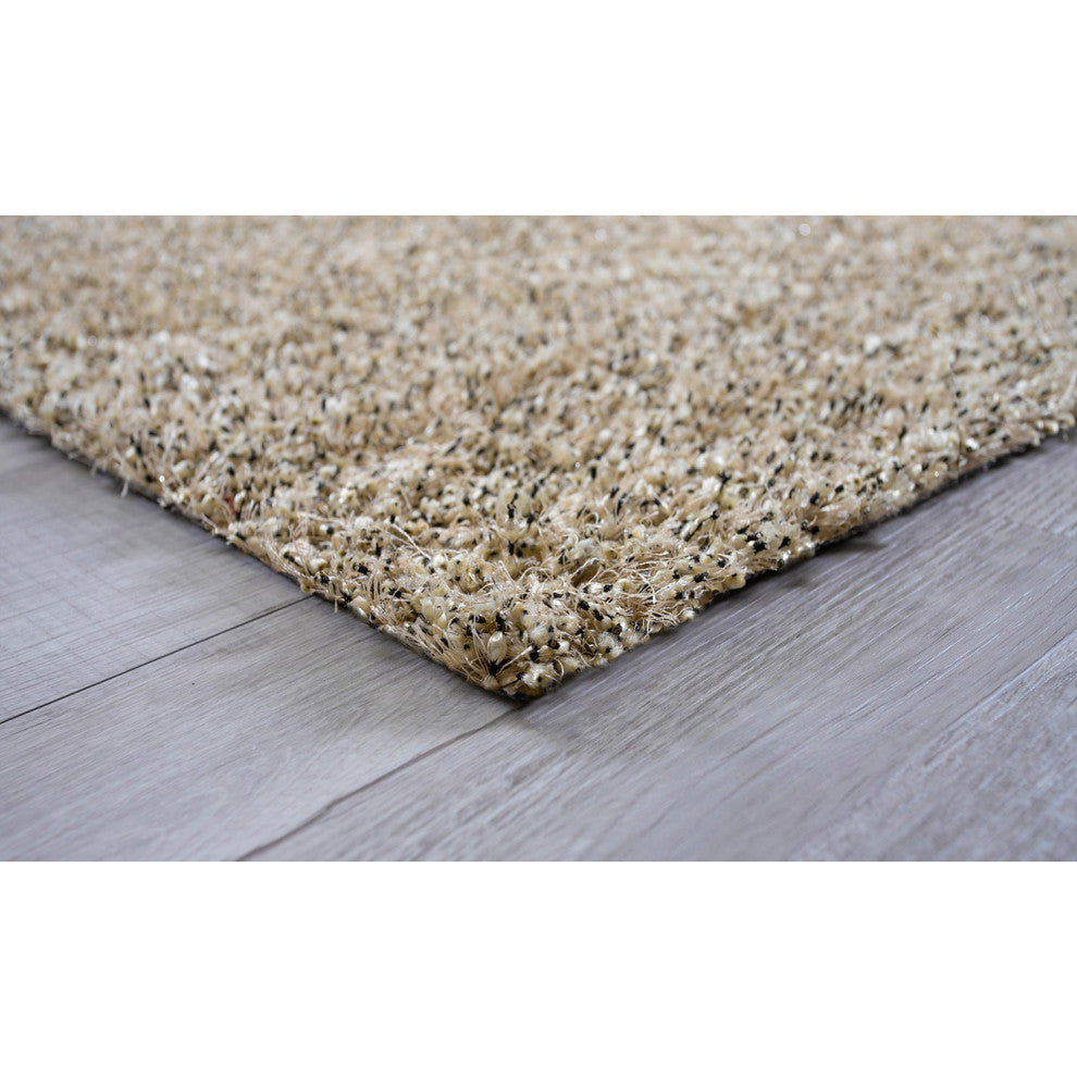 5" x 7" Beige Textured Modern Area Rug