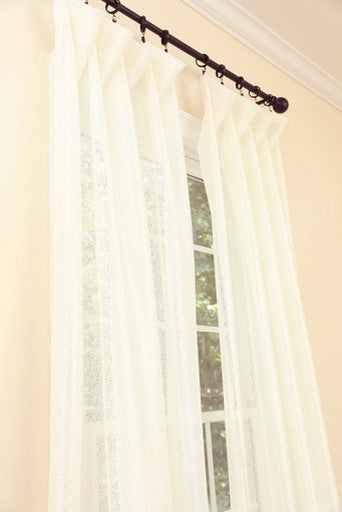 La Rosa Metallic Semi Sheer Rod Pocket Curtain  52''X96'' Single Panel , White