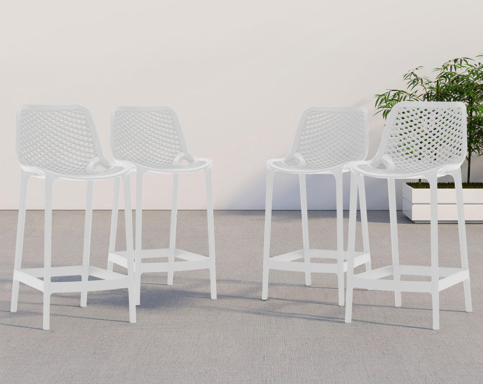Mykonos Outdoor Patio Stool (Set of 4), White