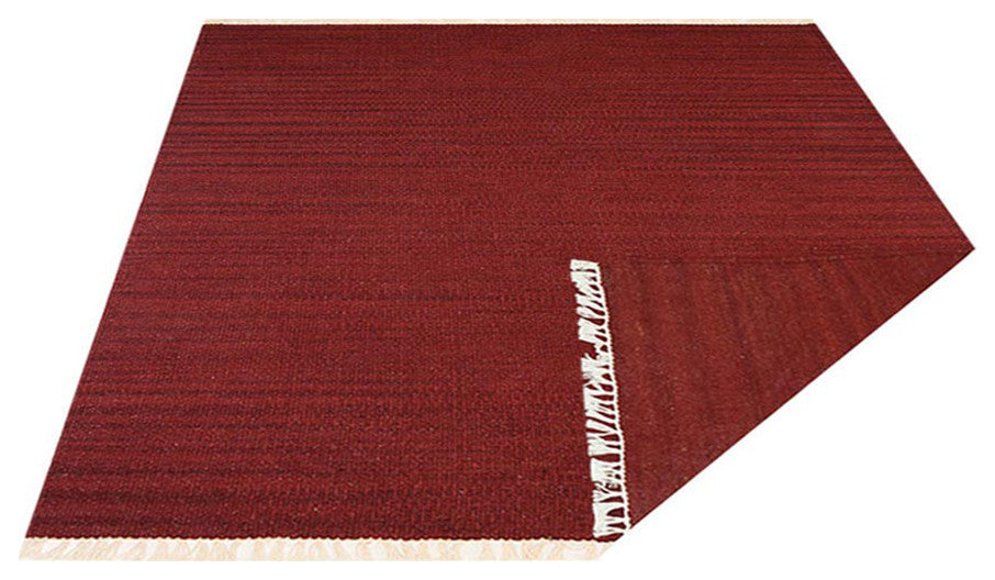 HAND WOVEN FLAT WEAVE KILIM WOOL ECO-FRIENDLY AREA RUGS-Solid,Burgundy