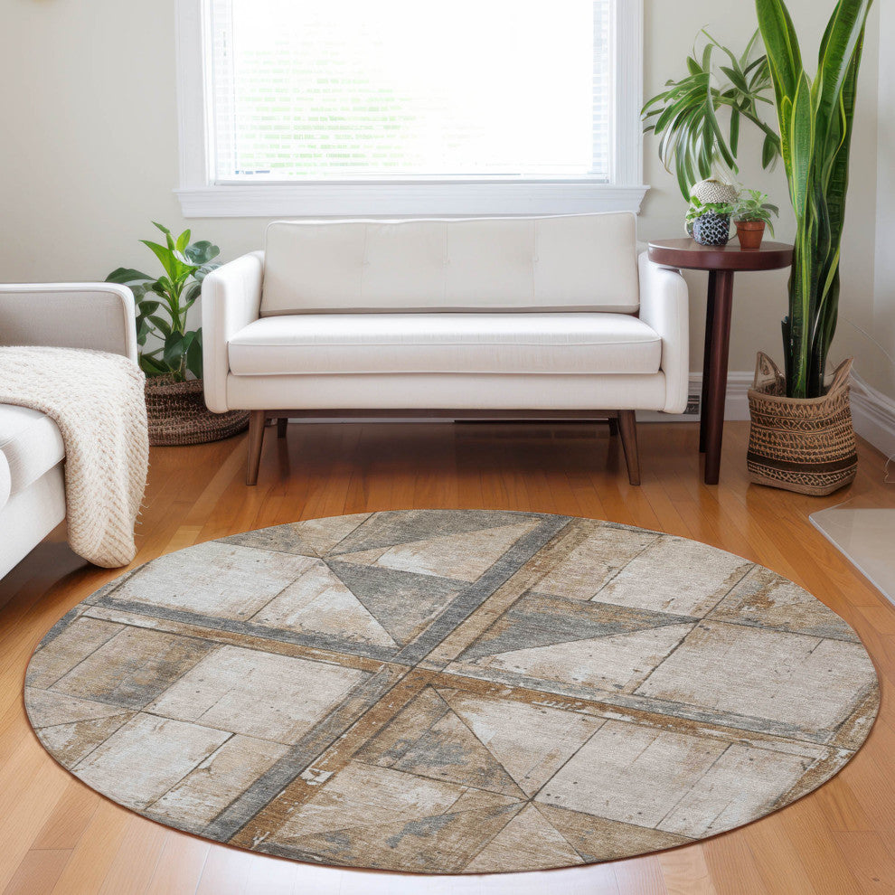 Machine Washable Indoor/Outdoor Chantille ACN1875 Copper 8' x 8' Round Rug