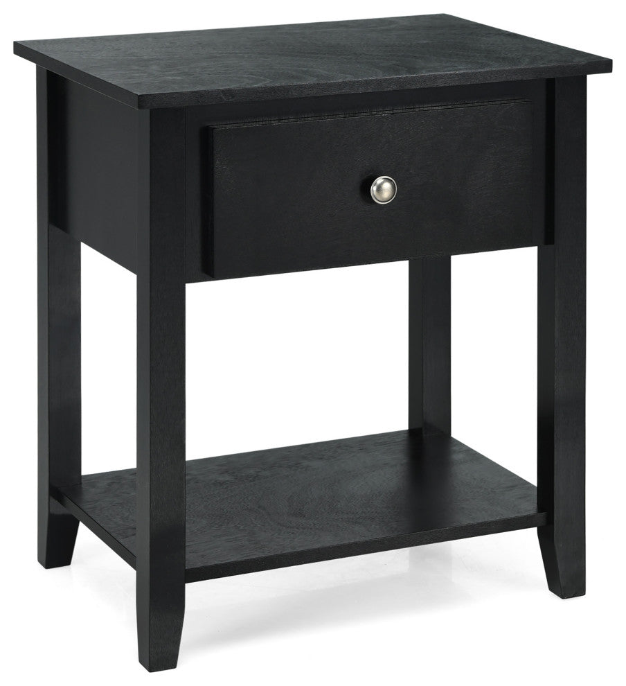 Costway Nightstand Beside Table Chest Sofa Table End Table Accent Table Black