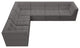 Relax Velvet Upholstered 6-Piece L-Shaped Modular Sectional, Grey