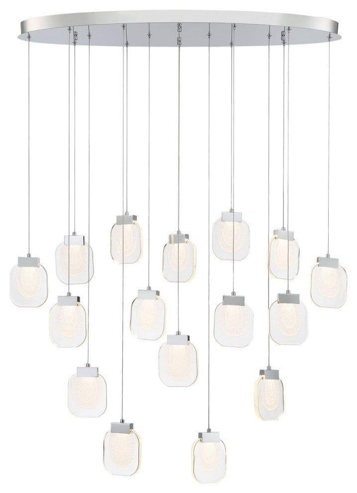 16-Light 44" Integrated Led Multi Drop Chandelier