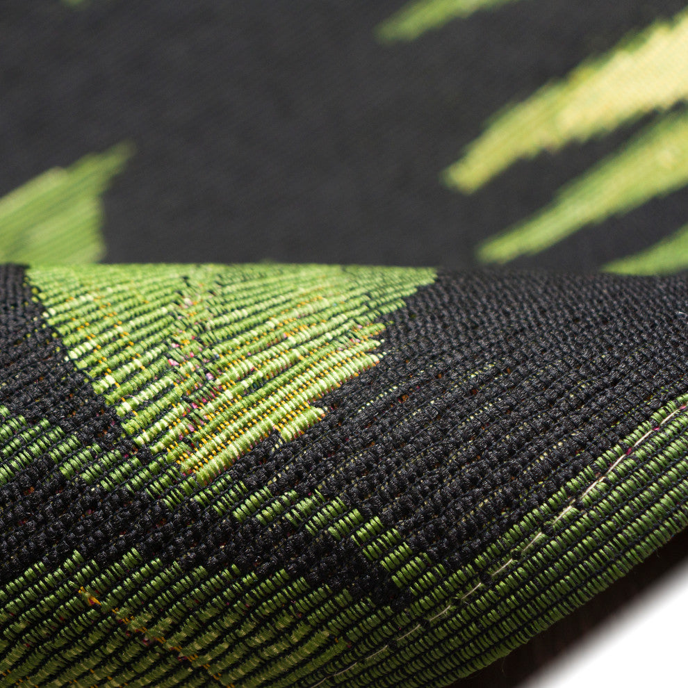 Marina Jungle Leaves Indoor/Outdoor Rug, Black, 8'10"x11'9"