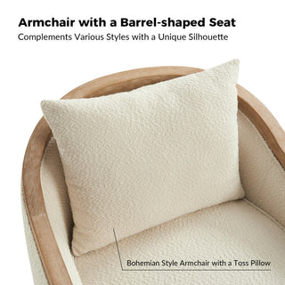 Solid Wood Swivel Chair Set of 2 With Solid Wood Edging, Ivory
