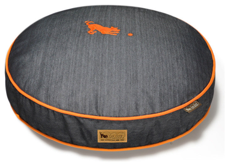 Round Bed Denim, Orange, Small