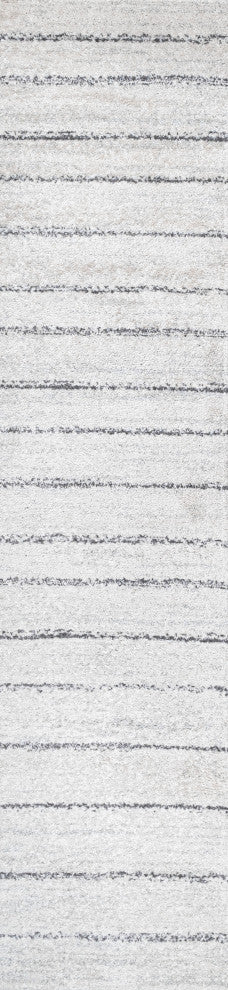 Williamsburg Minimalist Stripe Rug, Cream/Gray, 2 X 8