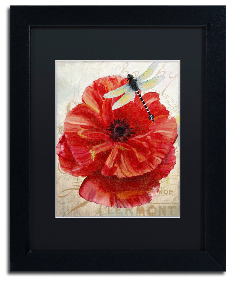Color Bakery 'Le Pavot Dragonfly', Black Frame, Black Mat, 11x14