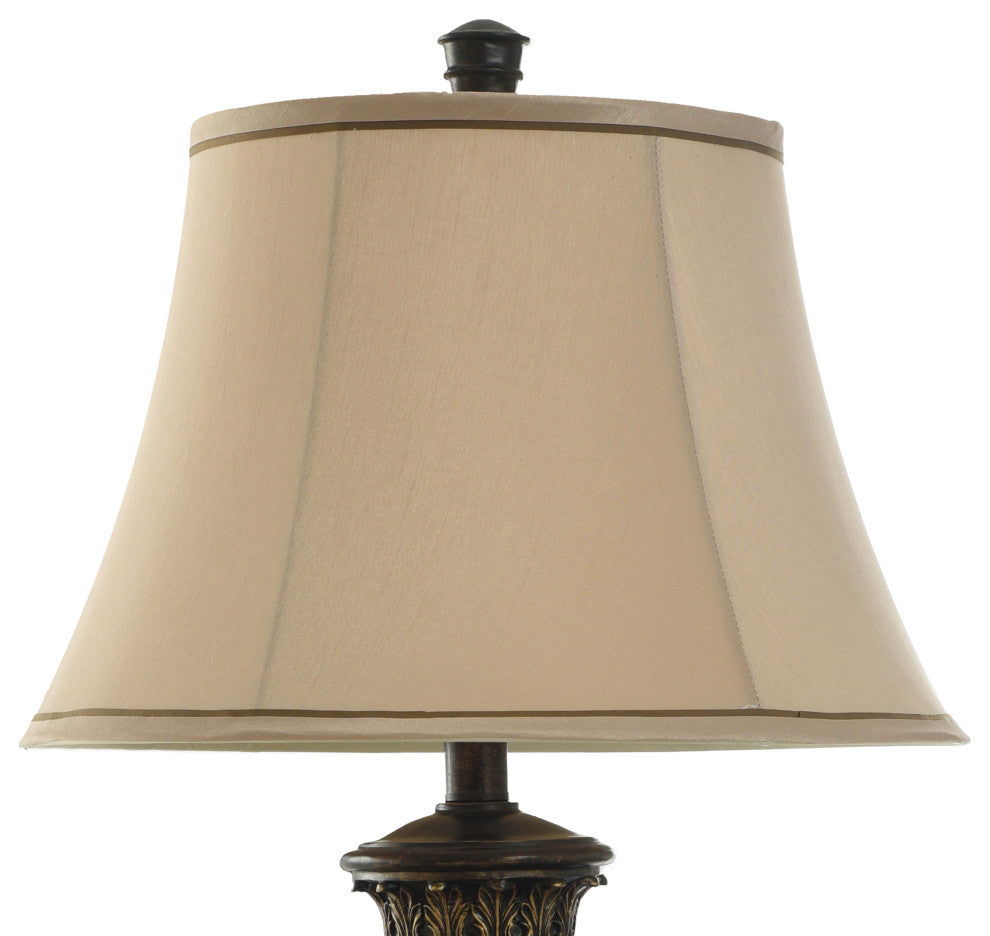 Persian Style Lions Den Table Lamp in Majestic Gold and Round Bell Shade