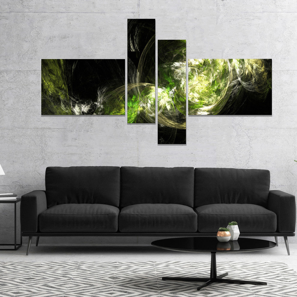 Billowing Smoke Green, Abstract Canvas art print, 60"x32", 4 panels