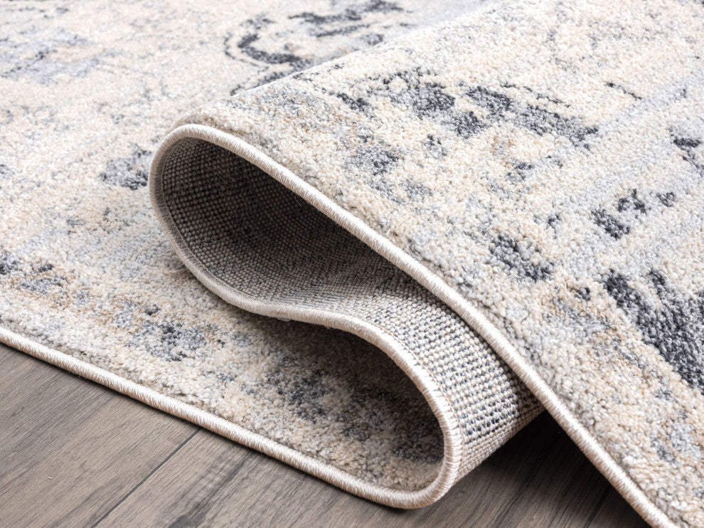 Abani Quartz QRZ190A Grey Vintage Medallion Area rug