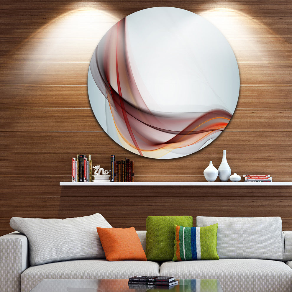 Abstract Brown Upward Waves, Abstract Digital Round Wall Art, 23"