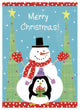 "Snowman and Penguin Friends Flag" Digital Paper Print by Farida Zaman, 18"x24"