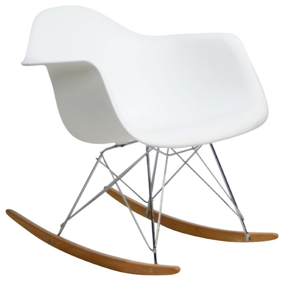 Molded Modern Rocking Armchair Lounge Cradle Arm Chair White