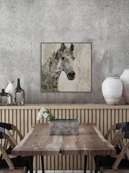 "Glaeta Horse" Floater Framed Painting Print on Canvas, 24"x24"